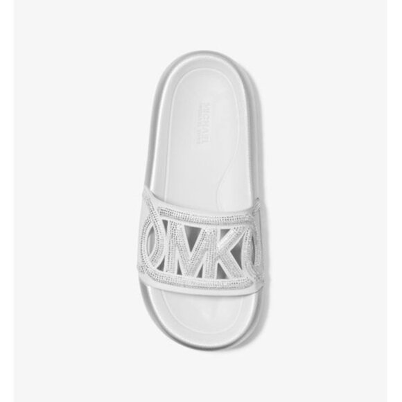 Michael Kors Silver Splash Crystal-Embellished Scuba Slide Sandal Women's Size 9 - Picture 3 of 5